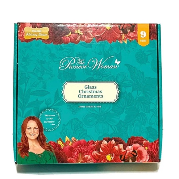 The Pioneer Woman Glass Christmas Ornaments Special Holiday Edition 9pcs Set - Picture 2 of 4